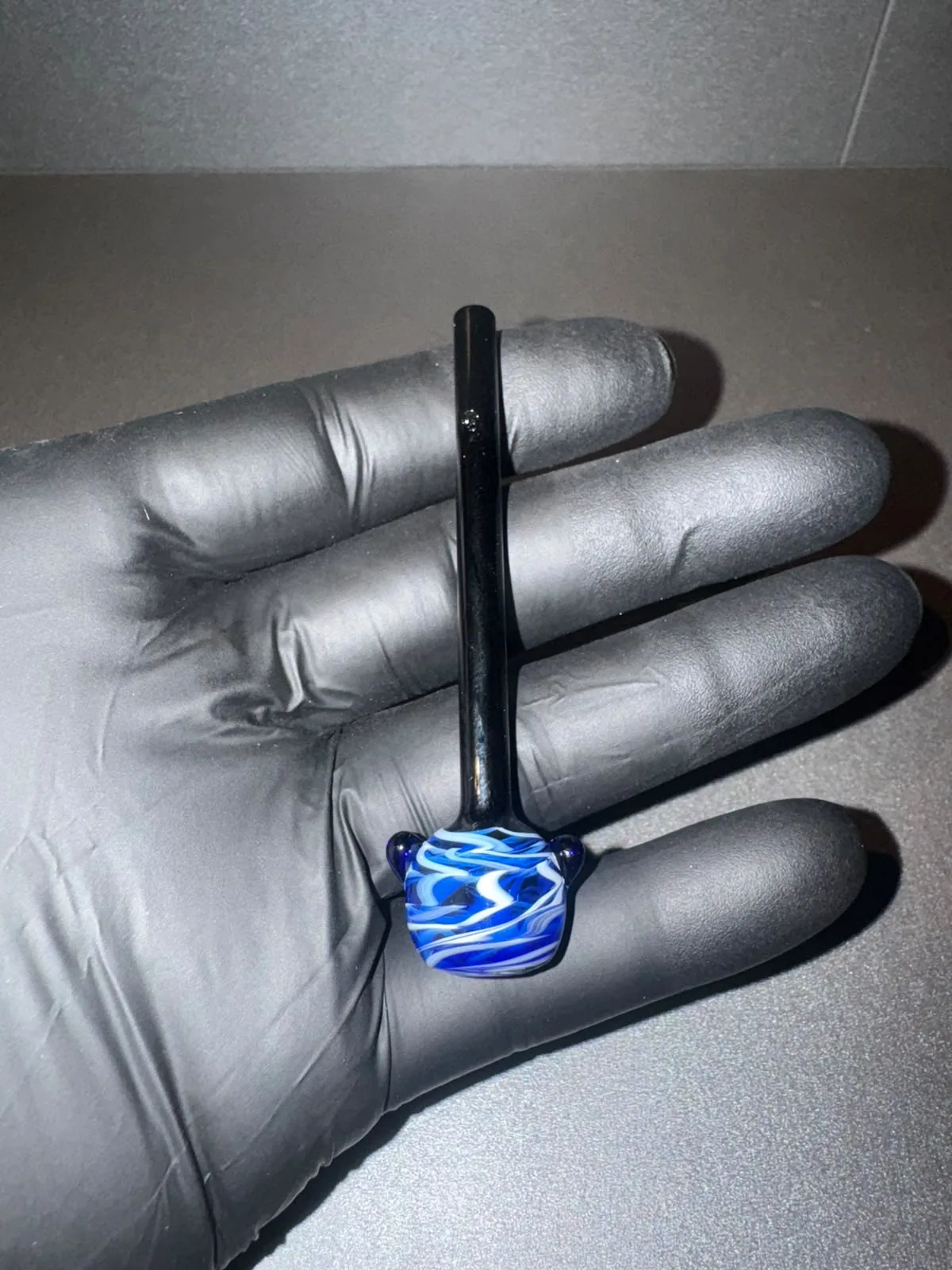 Piteira de Vidro Ice Azul e Branca